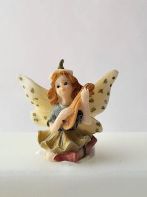 Liten älva med ukulele, 5 cm, gul