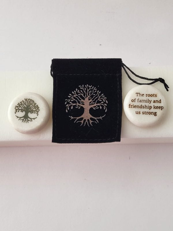 Tree of Live, sten i en velourpåse, 3 cm