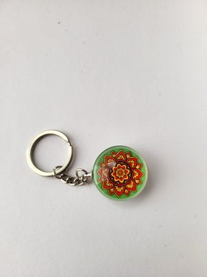 Mandala på nyckelring, 3 cm, Grön