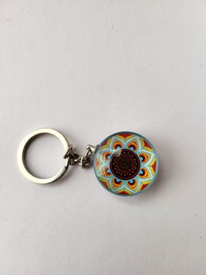 Mandala på nyckelring, 3 cm, Blå