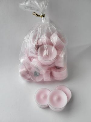 Värmeljus i plastbehållare, smä, färgad, rosa, 20 st i påse