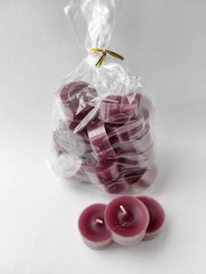 Värmeljus i plastbehållare, smä, färgad, bordeaux, 20 st i påse